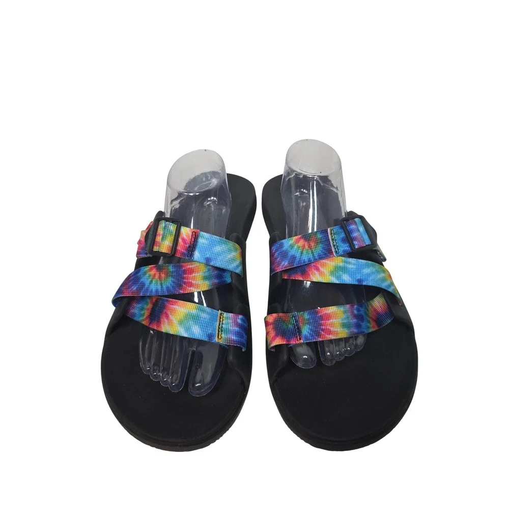 Chaco Chillos Slide M's 14 Sandals Black TieDye AdjustableStrap LUVSEAT‎ Footbed